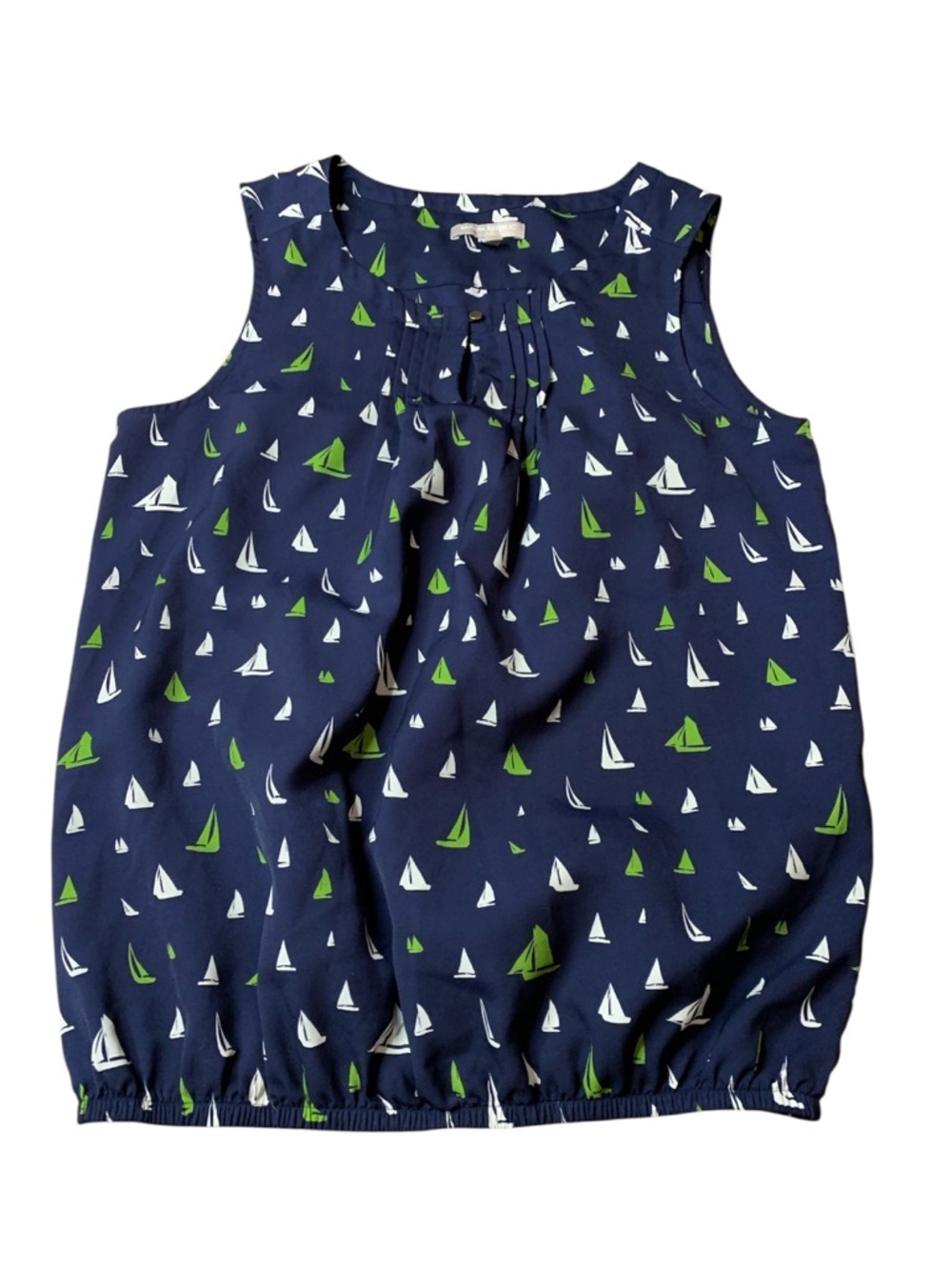 Banana Republic Nautical Sailboat Print Bubble Hem Tank Blouse - Size M